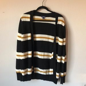 Black mustard and cream knit longline cardigan
